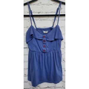 Billabong Y2K Blue Ruffle Button Front Babydoll Cami Tank Top Small
